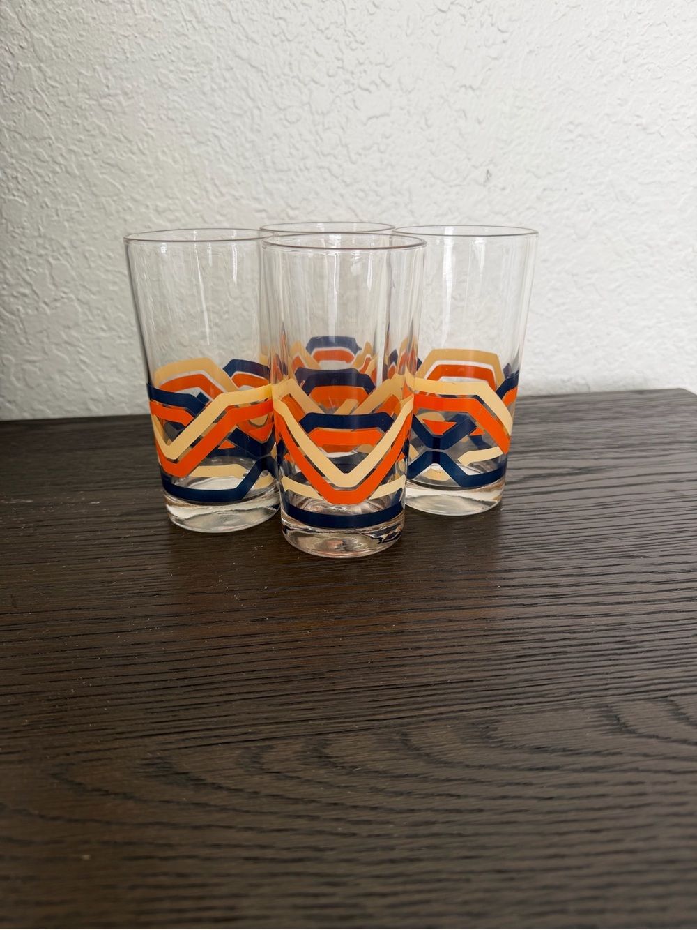 Orange 70's Waves Rocks Glasses Set Of 4